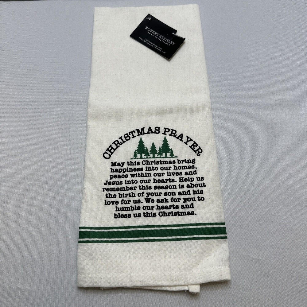 Robert Stanley Christmas Prayer Kitchen Tea Towel 16" X 26" NWT
